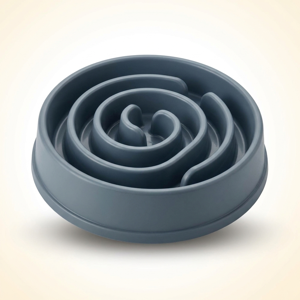 Pawquil slate gray spiral slow feeder dog bowl